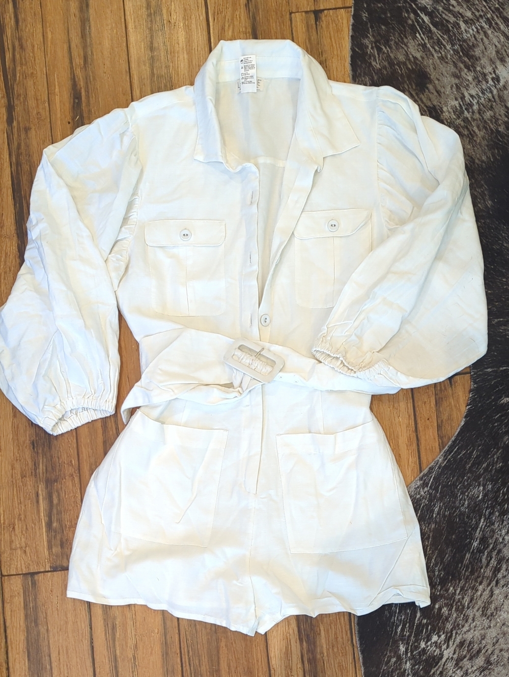 l*space White Button-Front Romper